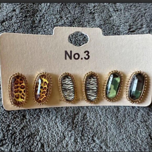 Oval Animal Print Earrings Large - Picture 1 of 5